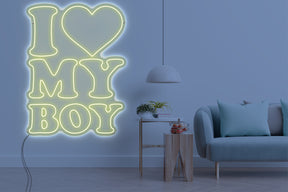 Neon LED schriftzug sign schild light strip warmweiss online home dekor business, i love my boy