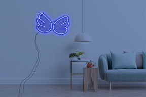 Neon LED schriftzug sign schild light strip blau online home dekor business, Kleiner flügel