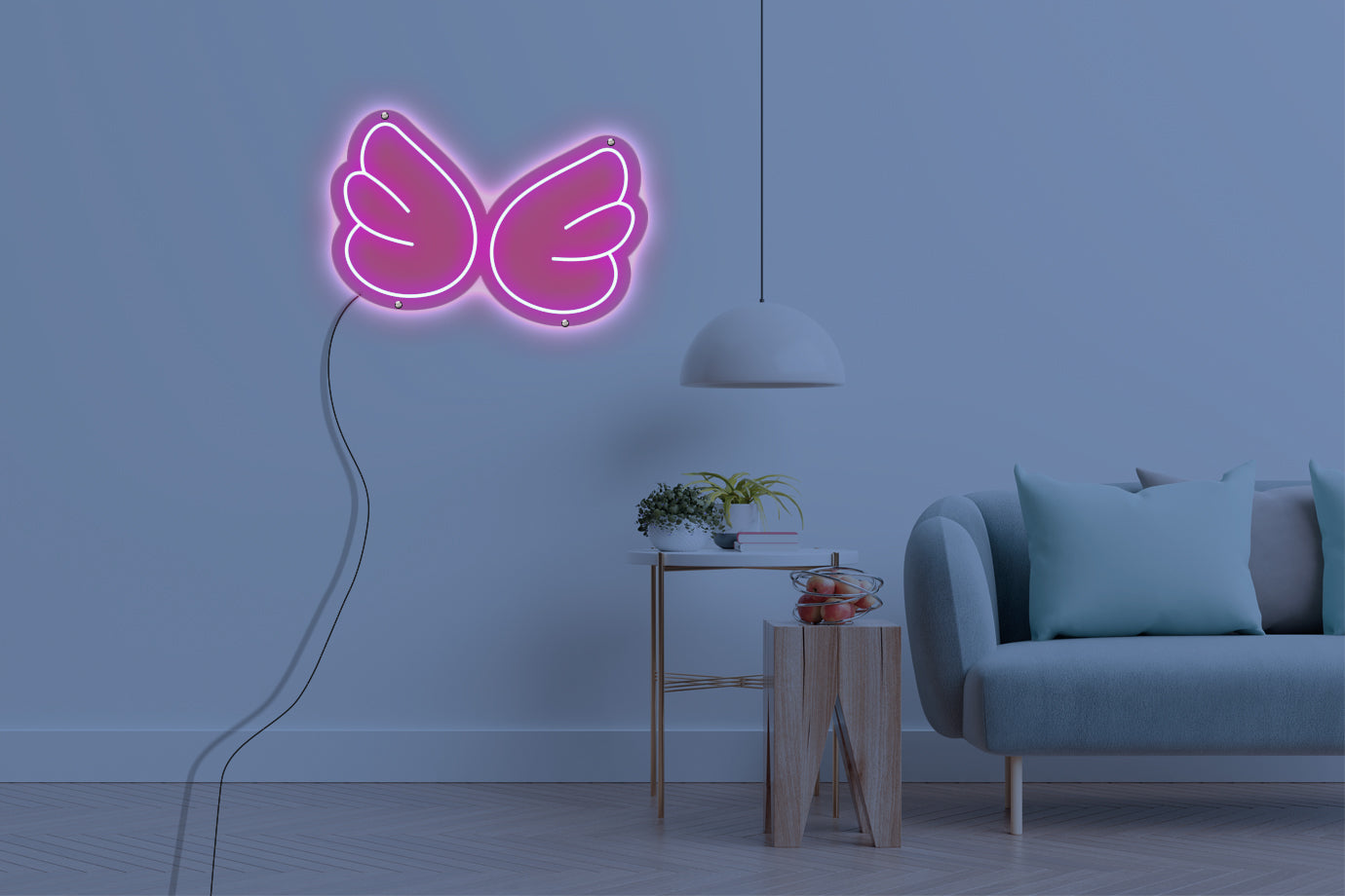 Neon LED schriftzug sign schild light strip pink online home dekor business, Kleiner flügel