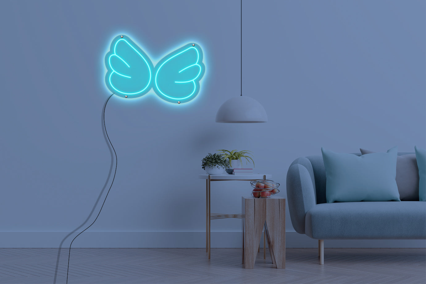 Neon LED schriftzug sign schild light strip türkis online home dekor business, Kleiner flügel