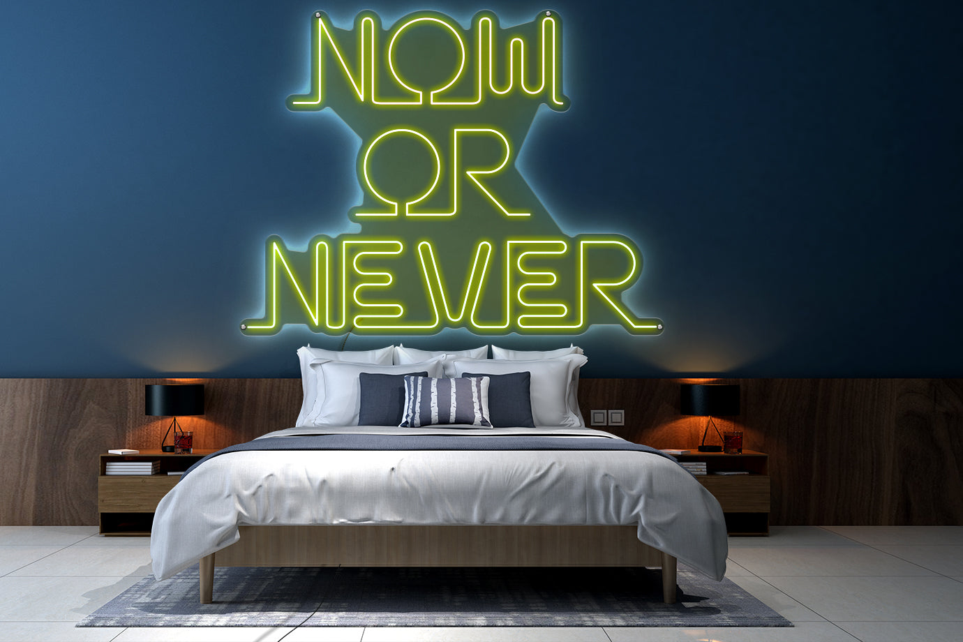 Neon LED schriftzug sign schild light strip gelb online home dekor business fitness studio lifestyle, Now or Never