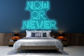 Neon LED schriftzug sign schild light strip türkis online home dekor business fitness studio lifestyle, Now or Never