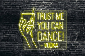 Neon LED schriftzug sign schild light strip gelb, online, events, Home, Lifestyle, trust me you can dance, vodka, cocktail