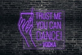 Neon LED schriftzug sign schild light strip lila, online, events, Home, Lifestyle, trust me you can dance, vodka, cocktail