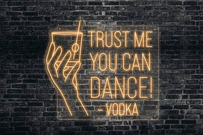 Neon LED schriftzug sign schild light strip orange, online, events, Home, Lifestyle, trust me you can dance, vodka, cocktail