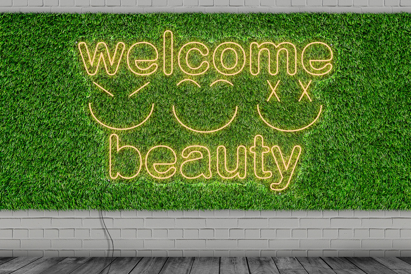 Neon LED schriftzug sign schild light strip orange, online, events, Lifestyle, friseur, welcome beauty, smiley