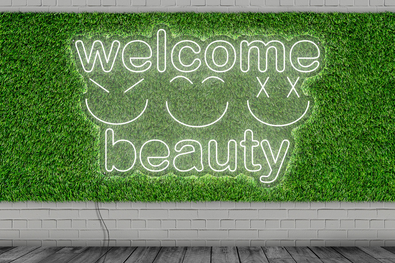 Neon LED schriftzug sign schild light strip weiss, online, events, Lifestyle, friseur, welcome beauty, smiley